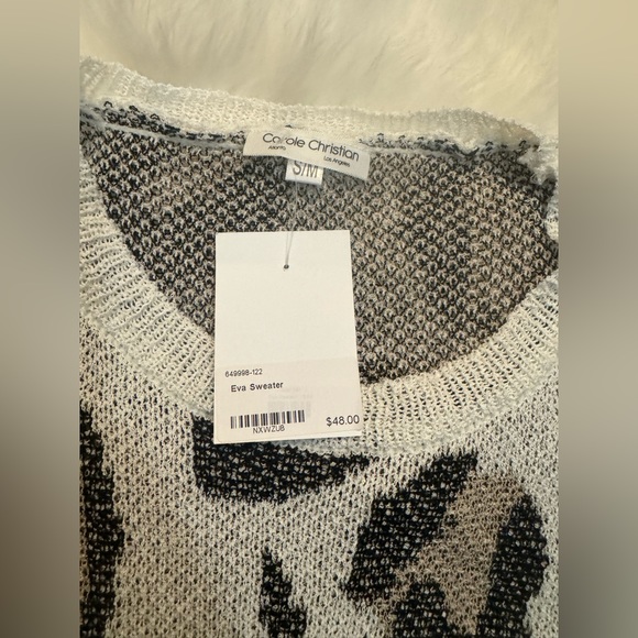 NWT Carole Christian leopard print knit top - Picture 3 of 4